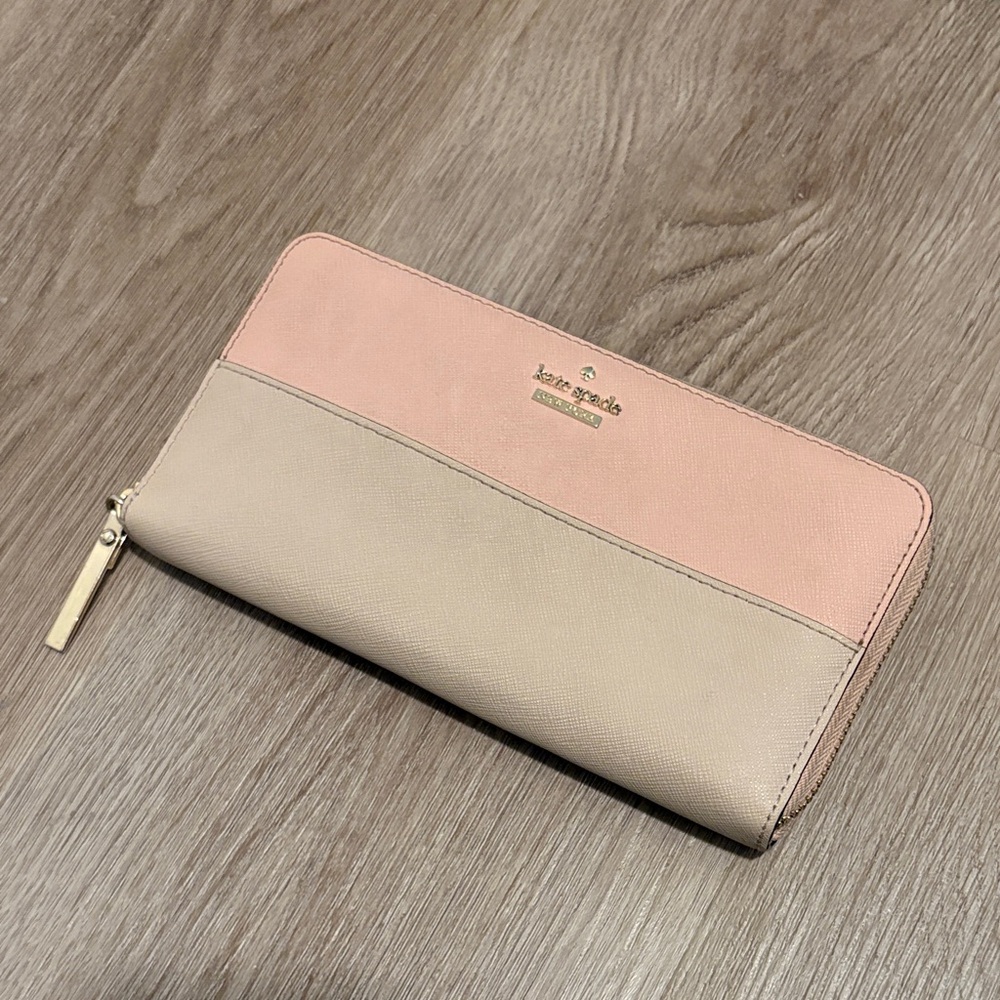 kate spade Two-Tone Pink and Cream Zip Around Wallet